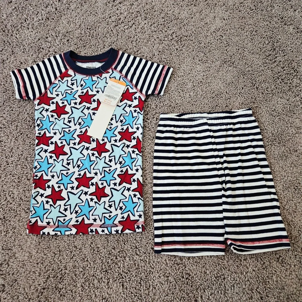 Gymboree Pajama Set Kids Size 5 Blue Red White NEW Star Stripes Patriotic Cotton